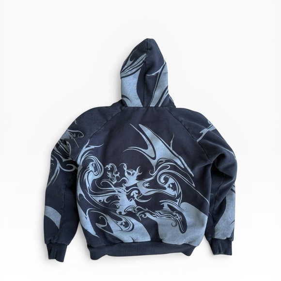 GRAIL Fox Racing Sasquatch Hoodie Sherpa Lined Y2K Tribal AOP Zip Up XXL - Picture 3 of 8